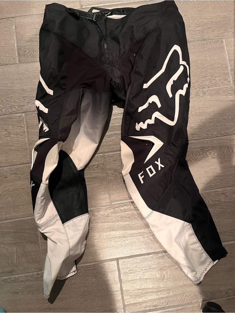 Fox Black and White Motocross Pants with Bold Logo